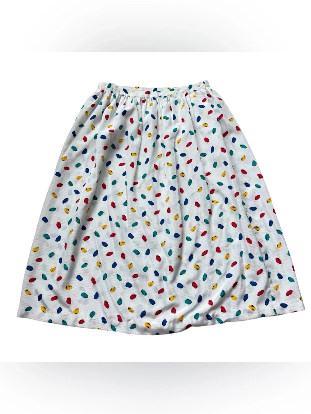 Vintage Y2K Josephine White Confetti Print Midi Skirt Cottagecore Grandma Chic M